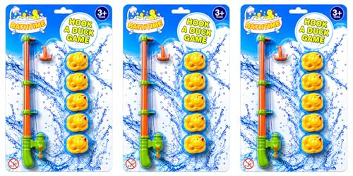 GSV Essentials Duck Hooking Game for Kids, Fishing Toy Game Set for Toddlers and Babies Bath Toy, Pool Parties, Plastic Floating Duck (Set of 3)