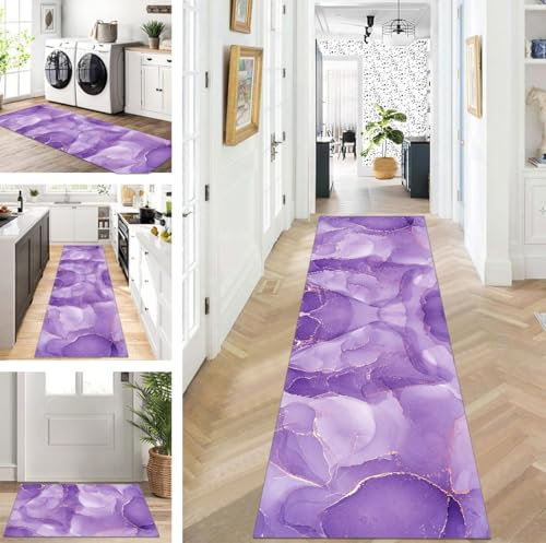 ZUZEKU Tappeto passatoia da cucina, lavabile, antiscivolo, lungo 40 x 150 cm, colore lilla