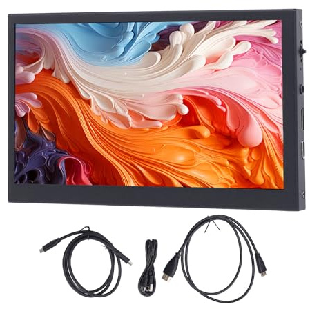 Garsent Moniteur de 7 Pouces, Petit Moniteur HDMI Affichage de L'écran de Boîtier PC du Boîtier PC, 1024x600 IPS Small Portable Monitor avec Haut-parleurs PC Affichage de la Température