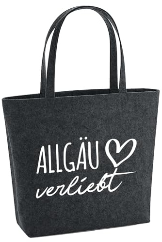 Huuraa Filzshopper Allgäu verliebt Geschenk | Große Filz Einkaufstasche 22 Liter Shopper Filztasche Geschenkidee herausnehmbarer Tasche innen