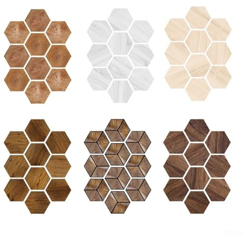 Adesivi per piastrelle esagonali resistenti all'acqua in PVC, 10 pezzi, per trasformare facilmente l'aspetto della tua casa (B)