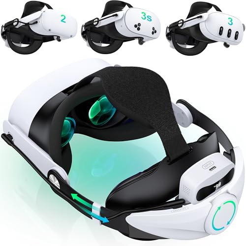 10000mAh Akku VR Headstrap für Meta Quest 3/3S/2,Einstecken Einstellung der Kopfgröße VR Headstrap kompatibel mit Quest 3/3S/ Quest 2, Stress im Gesicht reduzieren Unterstützung und Komfort