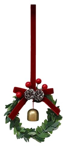 Künstlicher Weihnachtskranz, Weihnachtskranz im Freien, Ornament in Form einer Glocke und Dee Pomme D-e Pine, Ornament Bell Knot Pine Äpfel, dekorative Weihnachtskränze, für die Party
