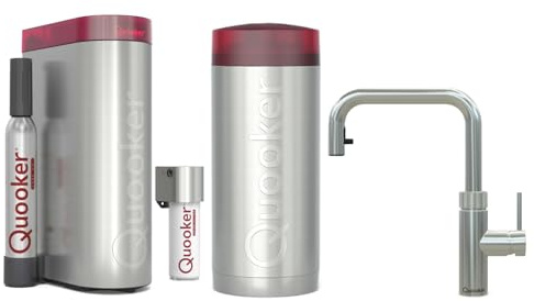 Quooker Flex Square | Reservoirs COMBI+ | CUBE & Filter | Voll-Edelstahl | sofort-Kochend-Wasserhahn | Reservoirs COMBI+, CUBE & Filter