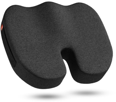 inaepeak Memory-Schaum Sitzkissen, Ergonomisches Hohlraum-Design, 100% Visco-Schaum Sitzauflage Extra Dick & Breit (46x40x8.5cm), Atmungsaktiver Modal-Bezug, Für Bürostuhl & Auto, Dunkelgrau