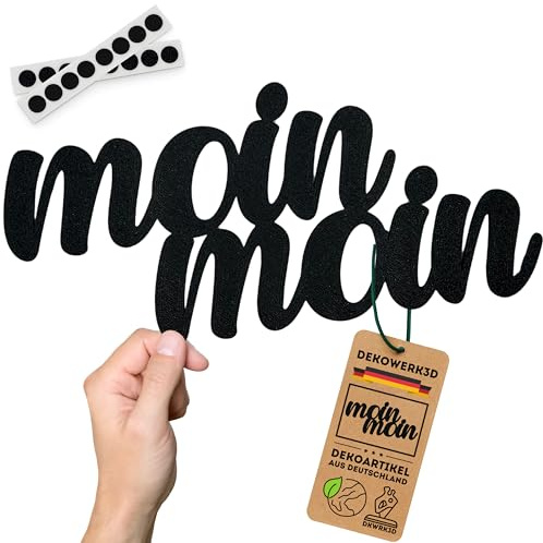 moin moin Schriftzug - Liebe Schriftzug Wandbild - Deko Wohnzimmer Wandkunst - Wanddekoration Schild - Wanddeko Schlafzimmer - Home Wandsticker - Wandschild - Wanddeko für zu Hause aus Kunststoff