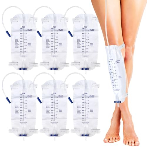 6 st 1000ml Urinväska Benväska, Kateter Benväska med Anti-Reflux-Film