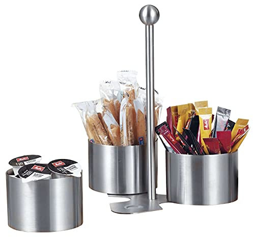 Caterado Snack-und Dip-Set Boston aus gebürstetem Edelstahl, Silber, 17 x 17 x 24 cm