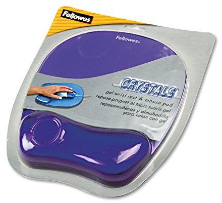 Fellowes 91441 Gel Crystals Mouse Pad w/Wrist Rest, Rubber Back, 7 15/16 x 9-1/4, Purple