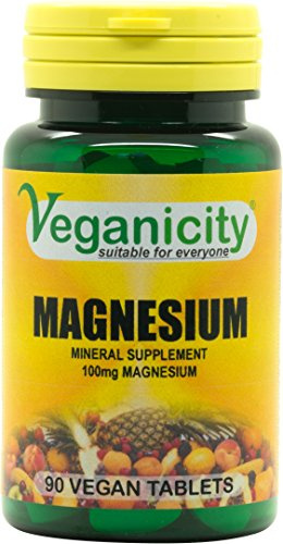 Veganicity Magnesium 100mg : Bone & Joint Health Mineral Supplement - 90 Tablets, in a Planet-Friendly 99% Recycled Pot