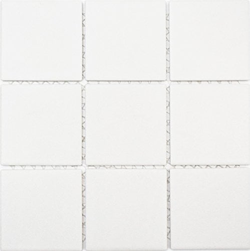 Piastrella a mosaico tinta unita bianca antiscivolo R10B in ceramica antiscivolo piatto doccia pavimento cucina bagno pietra mosaico formato: 97 x 97 x 6 mm, dimensioni foglio: 300 x 300 mm, 10 fogli