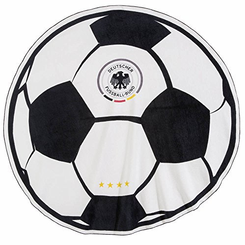DFB Badelaken im Fussball Design (rund, Ø 150 cm) Deutschland Badetuch schwarz Weiss Outdoor Strand Decke Strandlaken zur Fußball WM 2018 in Russland