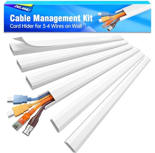 Delamu Cable Trunking, Cable Wall Cover, Paintable Cord Hider to Hide Wires for TV and Computers in Home Office, White, 2.16M, 6 x 360mm L, 30mm W x 17mm H