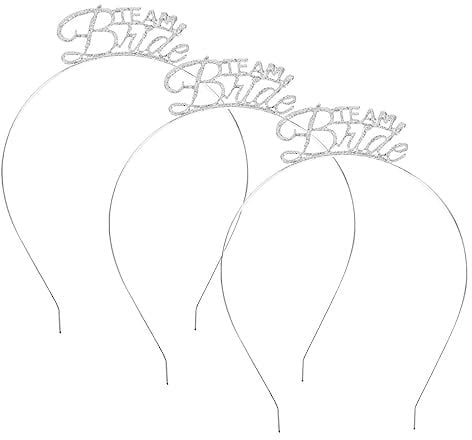minkissy 3 x Team-Braut-Tiara, Junggesellinnenabschied, Haarband, Party-Dekorationen, Zubehör für Frauen und Mädchen, Silber, silber, 3 count (Pack of 1)
