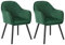WOLTU 2X Sillas de Comedor Nordicas Estilo Vintage Juego de 2, Tapizadas con Reposabrazos en Terciopelo, Estructura de Madera Verde Oscuro BH259dgn-2