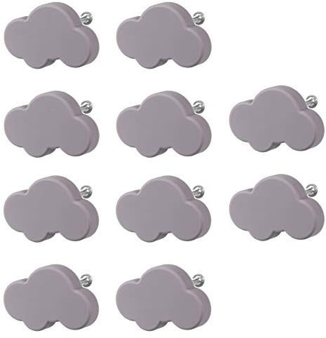 Botones de mueble para niños, manijas de botones de gabinete en forma de nube de dibujos animados de 10 unidades, botones de cajón lindos para niños, puertas, cómoda, gabinetes de cocina (Grey)