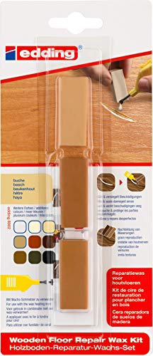 edding 8902/1 Blistercard Holzboden Reparatur Wachs Set 3 Schattierungen Buche - Reparatur beschädigter Holzböden wie Parkett, Laminat und Dielen