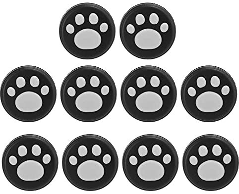 fasient1 10 Stück Silikon Daumengriff Stick Rocker Cap Ersatz Niedliche Cat Claw Design Daumengriffe Analoge Stick Cover Joystick Kappe für Schalter für Lite(Weiße Pfote auf Schwarz)