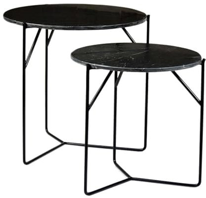 Beistelltisch - Mason Marble Black/Black 2er Set