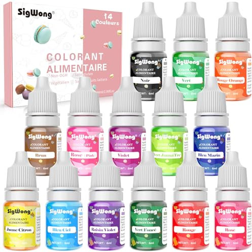 Colorant Alimentaire Liquide Concentré Nourriture Dye - 14 Couleurs Colorant Alimentaire Néon pour la cuisson, la décoration, le glaçage, la cuisine 6ml