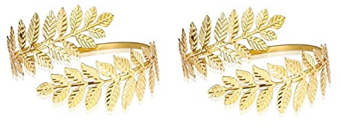 1 Paar Mode Wirbel Blatt Oberarm Band Armband Armreif Manschette offen Armreif Armband Mode einfache Arm Arm Armreif einstellbar (Gold)