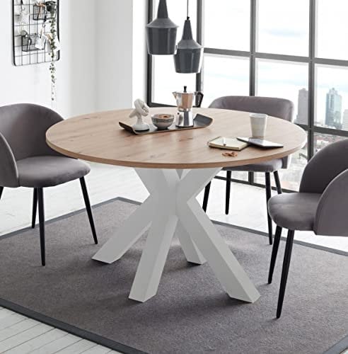 Esstisch weiss matt asteiche 110x78 cm Big System Rund Stern 110 Auszug