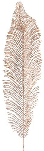Macosa Dekofeder Glitzer Champagner 56 cm Kunststoff Weihnachtsdeko Feder | Kunstfeder als Winterdekoration für Kränze, Gestecke, Vasen und Blumenarrangements, Tischdeko zu Weihnachten
