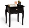 BTFY Black Bedside Table – Baroque Nightstand – 1 Drawer Bedside Cabinet - Vintage Style Storage Bedroom Drawer w/Rose Gold Handle & Curved Legs – Compact Side Table for Bedroom, Living Room & Lounge
