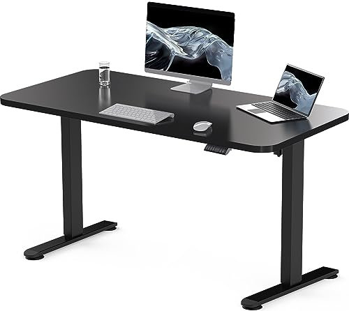 Flamaker Höhenverstellbarer Schreibtisch 120 x 60 cm, Schreibtisch Höhenverstellbar Elektrisch mit Memory Funktion, Computertisch mit Kabelmanagement, Standing Desk, Stehpult, Bürotisch, Schwarz