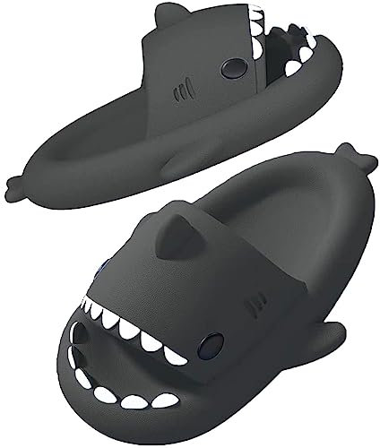SAGUARO Shark Slides Pillow Herren Badelatschen Rutschfeste Badeschuhe Damen Strand Haifisch Schlappen Original Wolken Lustig Slippers Hai Sommer Hausschuhe Schwarz 38/39