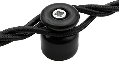 Amarcords - Kabelklemme mit Schrauben und Dübeln. 25 Vintage-farbige Porzellanisolatoren für Kabelinstallationen mit farbigen Wandgeflechten SCHWARZ