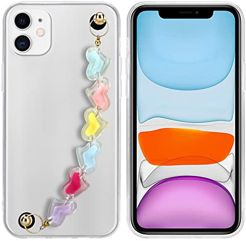 Cadorabo Hülle kompatibel mit Apple iPhone 11 Schutzhülle TPU Silikon Case Handschlaufen Design mit Perlen Slim Kratzfest Weiche Gummi mit Rundumschutz Case Hülle für iPhone 11 in Transparent