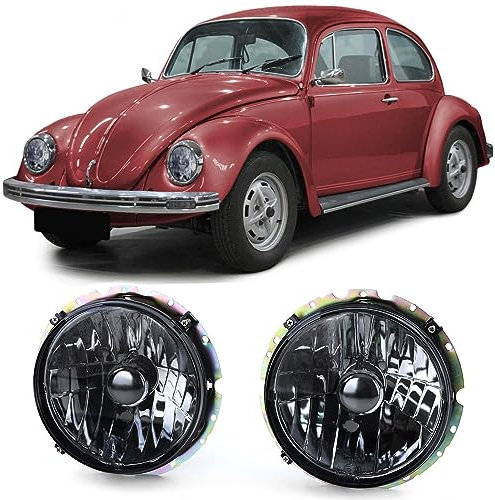 Klarglas Scheinwerfer Schwarz Smoke H4 Paar für VW Käfer + Cabrio ab 73