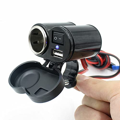 Chargeur de téléphone USB étanche pour guidon de moto 12 V avec prise allume-cigare, 5 V 2 A, adaptateur d'alimentation sur guidon