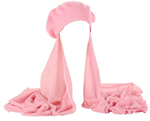 JDYaoYing Muslimischer Hijab-Schal für Damen, langer Schal mit Baskenmütze, sofortiger Hijab-Wickelschal, Kopftuch, rose, 32
