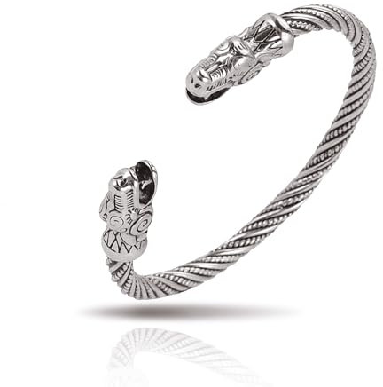 SIPURIS Wikinger-Armband für Herren doppelter Drachen Schlange nordischer Wikinger Armringe verstellbar offener Armreif Edelstahl gedrehte Kabelmanschette Armreif heidnischer Wicca-Schmuck