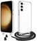 WenBaby Handykette mit Band für Samsung Galaxy S23 Plus Schutzhülle Necklace Hülle mit Band Handyhülle für zum Umhängen Transparent Case mit Schnur,Schwarz