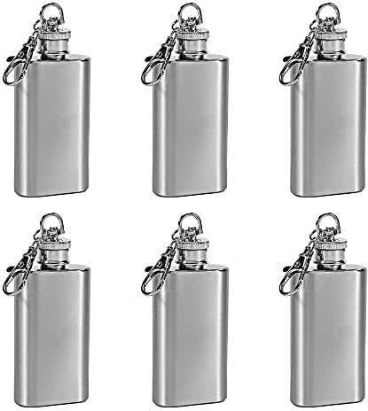 TOPTIE 6 Packs Keychain Flask 2 oz Mini Hip Flask Alcohol Flagon