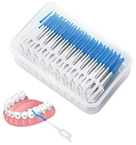 TSHAOUN 200 Stück Interdentalbürsten für Sehr Enge Zahnzwischenräume,Interdental Bürsten,Tragbare Mund Zahn Sauber,Zahnzwischenraumbürste,Zahnseide Sticks,Zahnstocher,Saubere Mundpflege(Blau)