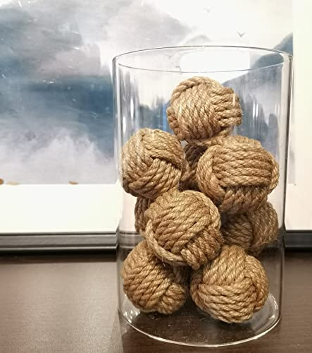 Elkpruu Dekorative Kugeln für Tafelaufsatz-Schalen, 10 Stück, Weiß, Jute, Dekorkugeln, Dekoration für Zuhause und Tisch