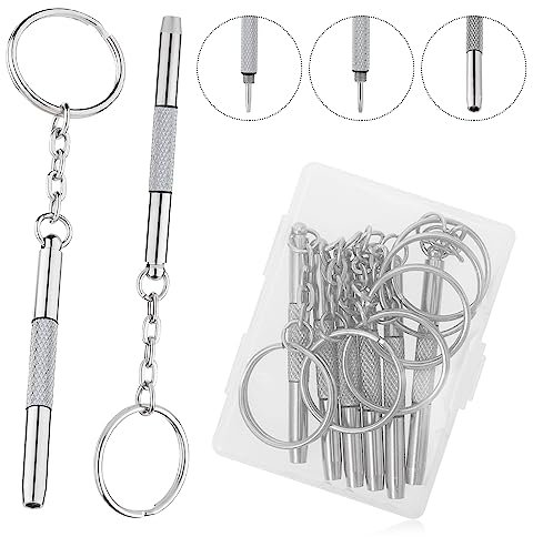 6 Stück Mini Brillen Schraubendreher, 3 in 1 Brillen-Reparatur-Set Edelstahl Screwdriver Schlüsselbund Precision Kleines Schraubenzieher für Sonnenbrillen, Schmuck und Uhren Reparatur