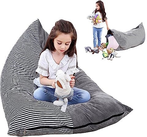 Catime Sitzsack-Stuhlbezug, Extra Großer Spielzeug Stofftier Aufbewahrung Organizer Sitzsack Stühle Sofa-Sitz, für Kinder Jugendliche und Erwachsene, nur Bezug (A)