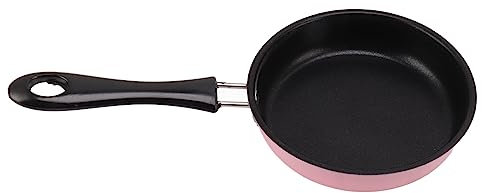 Miokycl Mini Frying Pan Stainless Steel Prevent Stick Induction Pot Round Breakfast Small Fry Egg Pan with Long Handle 12cm (Pink)