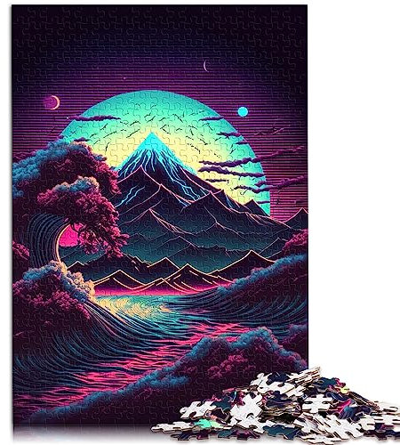 Ozeanwelle Japan Holzpuzzles Puzzles für Erwachsene 1000 Teile für Erwachsene Geschenke Heimdekoration Puzzles29,5 x 19,7/75 * 50cm.