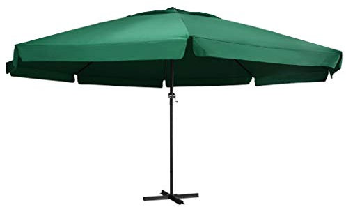 BaraSh Sonnenschirm mit Aluminium-Mast 600 cm Grün Strandschirm Windfest Stabil