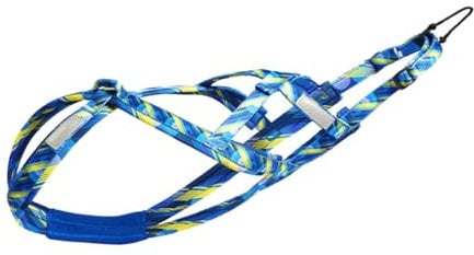 Milageto Husky-Geschirr, Laufgeschirr, Workout für mittelgroße und große Hunde, Skijöring, professionelles Hunde-Zuggeschirr, Schlittengeschirr, Blau XL