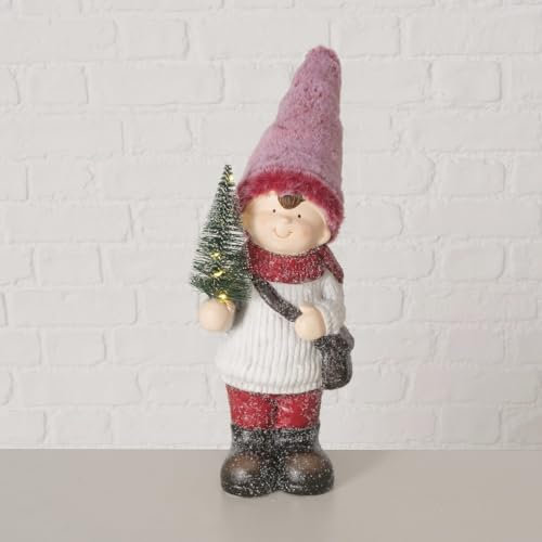 ReWu Dekofigur Lodya Junge Beschneit Keramik Wohndekoration Tischdekoration Weihnachten Tannenbaum 17 x 15 x 34 cm