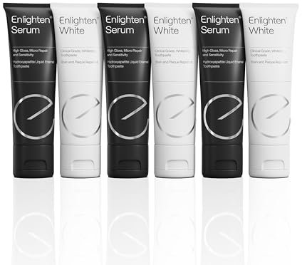 Enlighten Duo Care - Whitening Toothpaste and Repairing Toothpaste kit for Sensitive Teeth, Stain Removal, Stain Repeller and Advanced Enamel Repair - 6 Pieces
