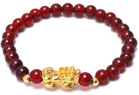 Bracelets Feng Shui porte-bonheur - Dragon chinois - Bracelet à perles - Pour homme et femme - Cadeau de Nouvel An, 1pc, Alliage