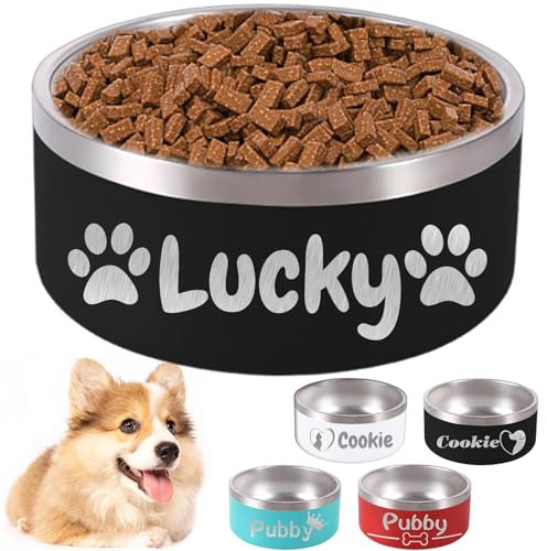 Cuenco personalizado para perro, nombre de mascota, 32 onzas, grabado de acero inoxidable, antideslizante, platos de comida y agua de 18/32/42/64 onzas